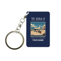 Thumbnail for Tupolev Tu-134A-3 - Poster + Name - Key Chain - Navy Blue