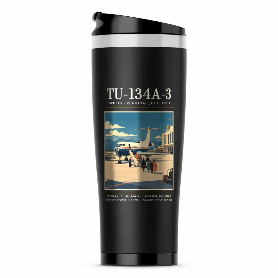 Tupolev Tu-134A-3 - Poster - Stainless Steel (No Holder) - Black