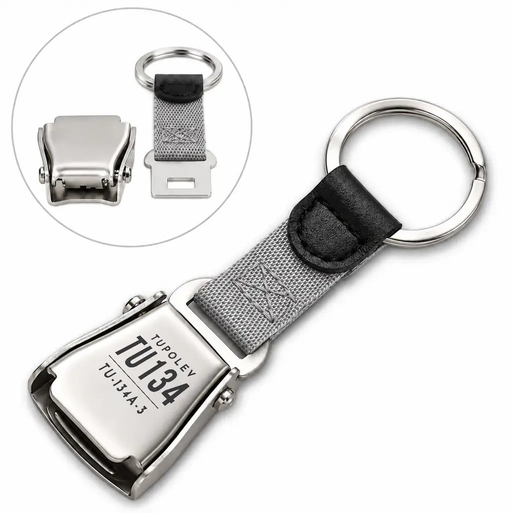 Tupolev Tu-134A-3 - Seat Belt Key Chain - Tag - Gray