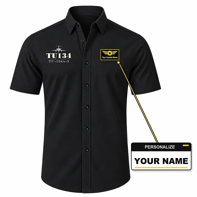 Tupolev Tu-134A-3 - Short Sleeve Shirt - Heritage - Black + NAME