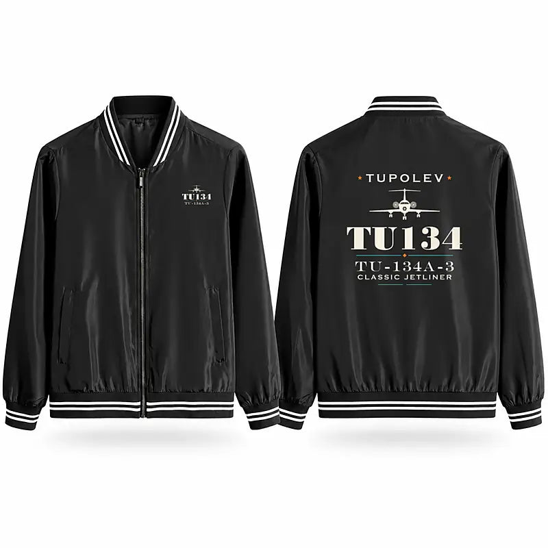 Tupolev Tu-134A-3 Stylish Jackets - Baseball Collar - Heritage - Black