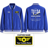 Thumbnail for Tupolev Tu-134A-3 Stylish Jackets - Baseball Collar - Original + Name - Royal Blue