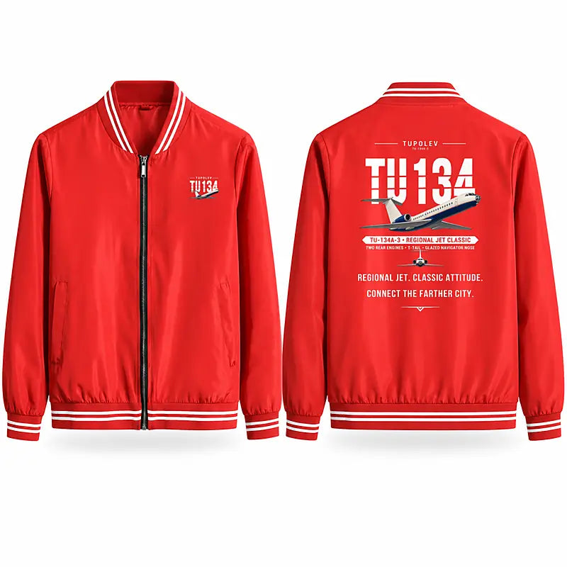 Tupolev Tu-134A-3 Stylish Jackets - Baseball Collar - Original - Red
