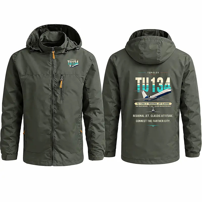 Tupolev Tu-134A-3 Stylish Jackets - Hooded Windbreaker - Original - Olive Green