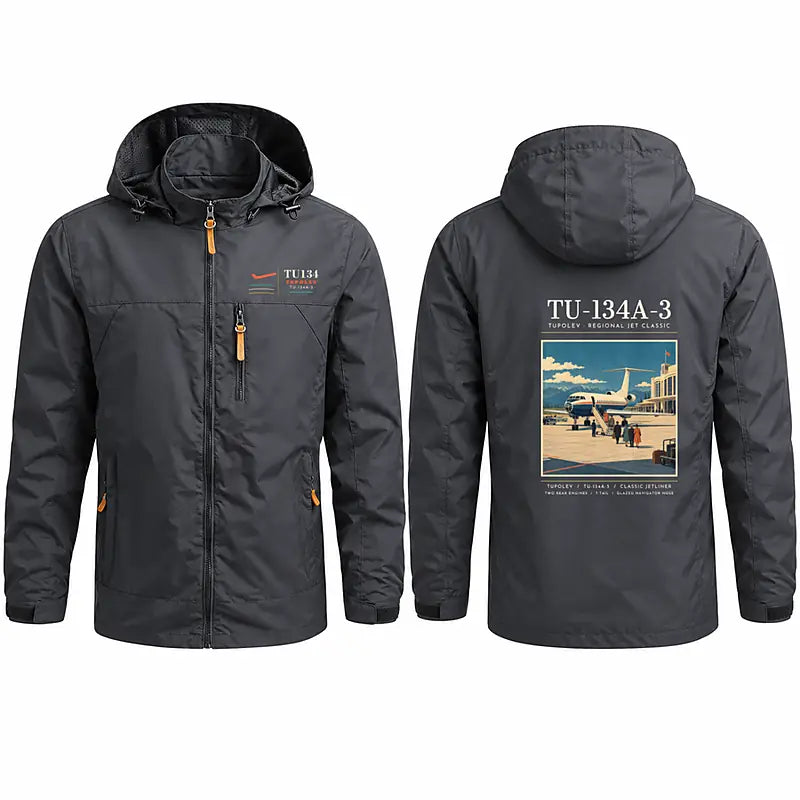 Tupolev Tu-134A-3 Stylish Jackets - Hooded Windbreaker - Poster - Charcoal