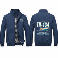Thumbnail for Tupolev Tu-134A-3 Stylish Jackets - Stand Collar - Cartoon - Navy Blue