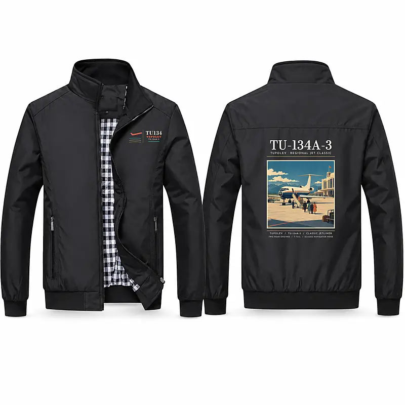 Tupolev Tu-134A-3 Stylish Jackets - Stand Collar - Poster - Black