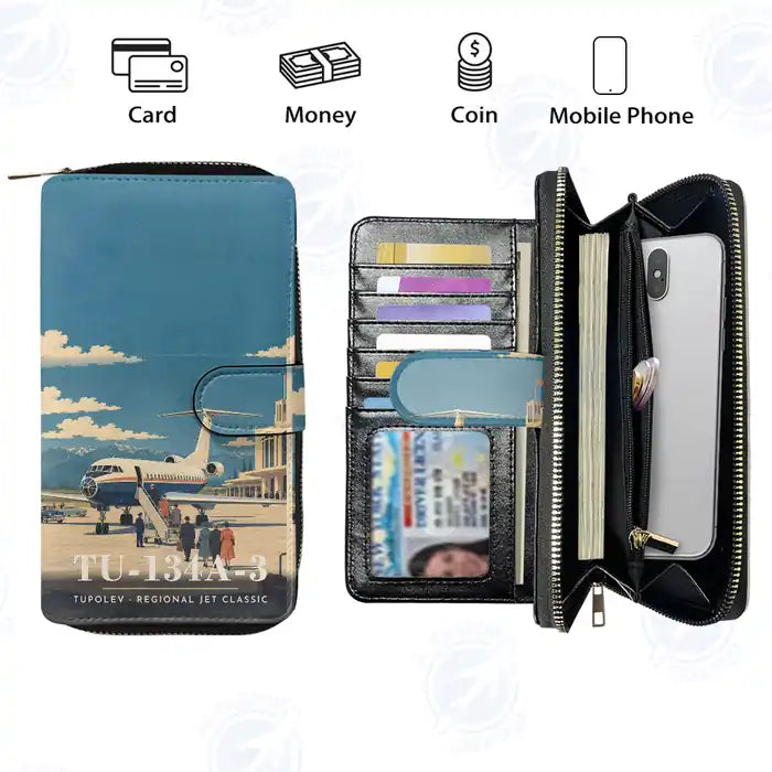 Tupolev Tu-134A-3 Leather Wallets - Zip Long Wallet - 3D