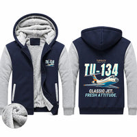 Thumbnail for Tupolev Tu-134A-3 Zipped Sweatshirts - Cartoon - Navy & Gray