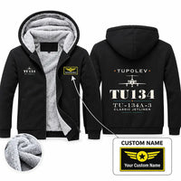 Thumbnail for Tupolev Tu-134A-3 Zipped Sweatshirts - Heritage + Name - Black