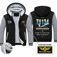 Thumbnail for Tupolev Tu-134A-3 Zipped Sweatshirts - Original + Name - Black & Gray