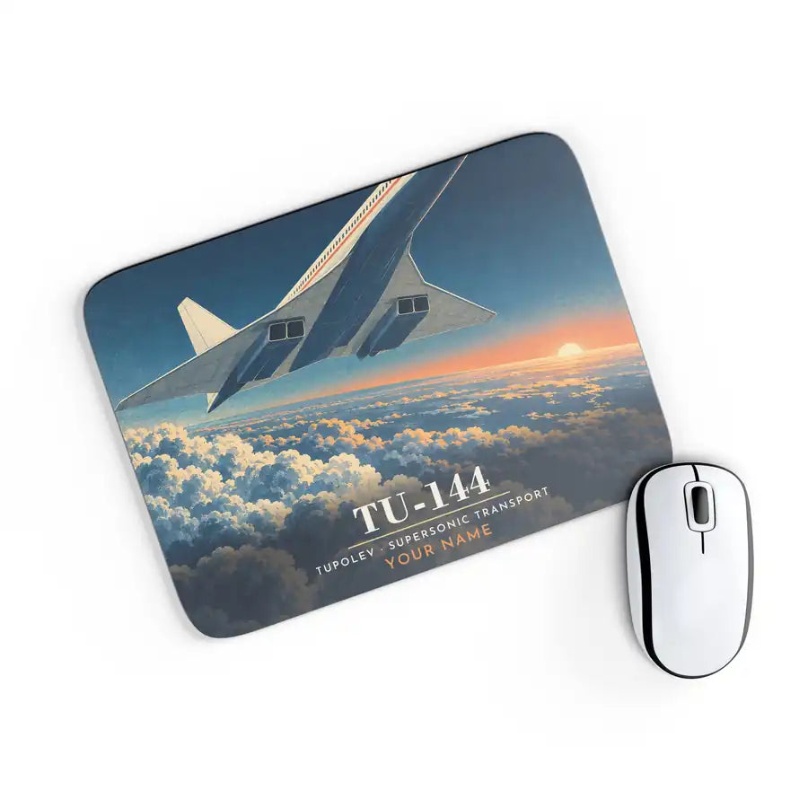 Tupolev Tu-144 - 3D + Name - Mouse Pad - Full Print