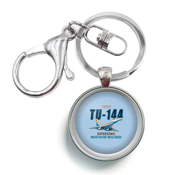 Tupolev Tu-144 - Cartoon - Circle Key Chain - Light Blue