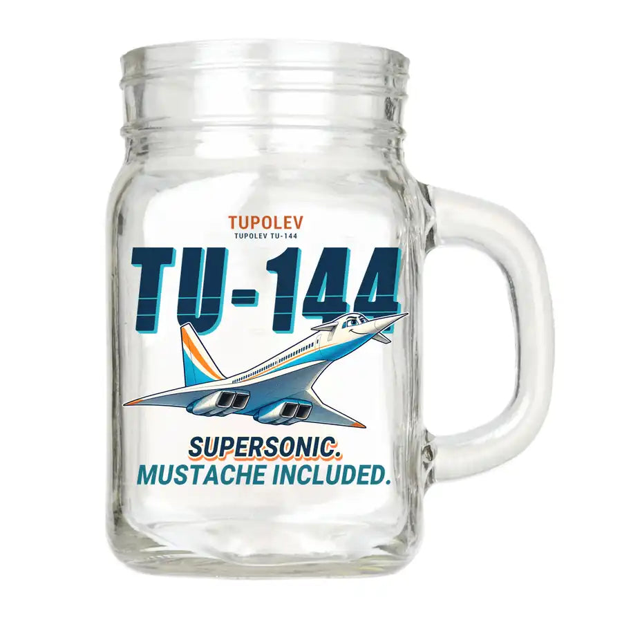 Tupolev Tu-144 - Cartoon - Cocktail Glass (Mason Jar)