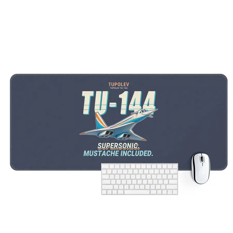 Tupolev Tu-144 - Cartoon - Desk Mat - Navy Blue