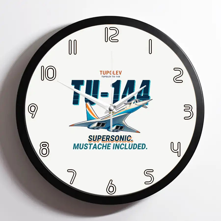 Tupolev Tu-144 - Cartoon - Framed - White