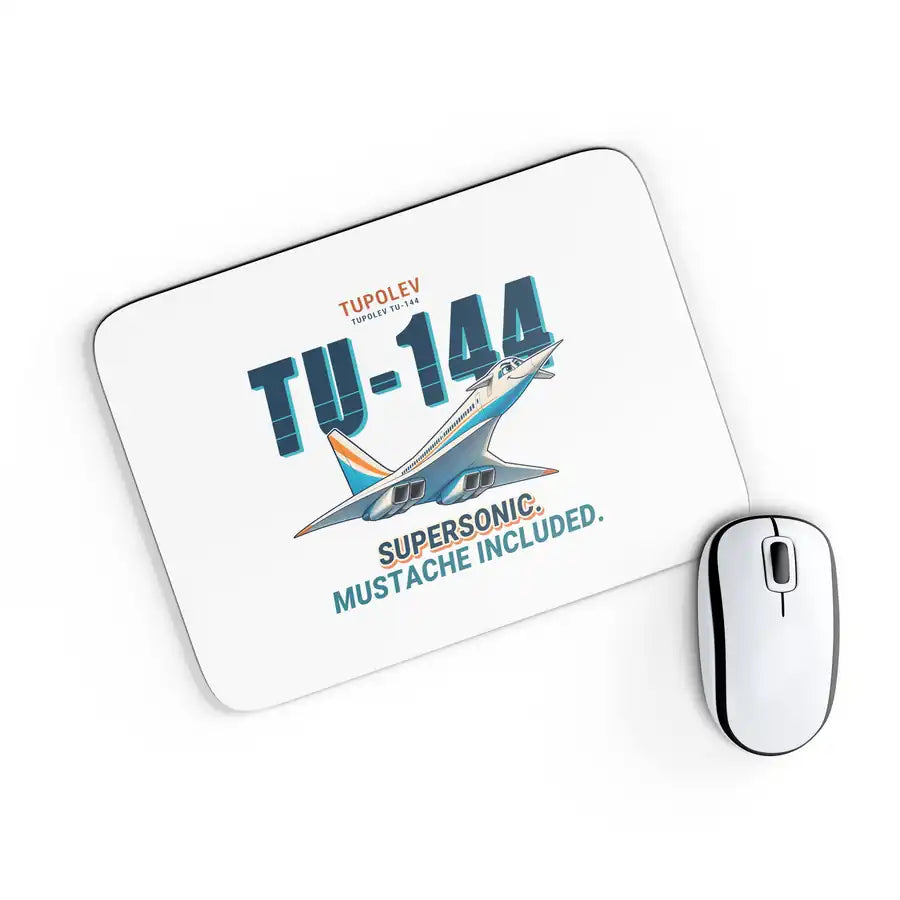 Tupolev Tu-144 - Cartoon - Mouse Pad - White