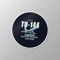 Thumbnail for Tupolev Tu-144 - Cartoon + Name - Circle Sticker - Close-up