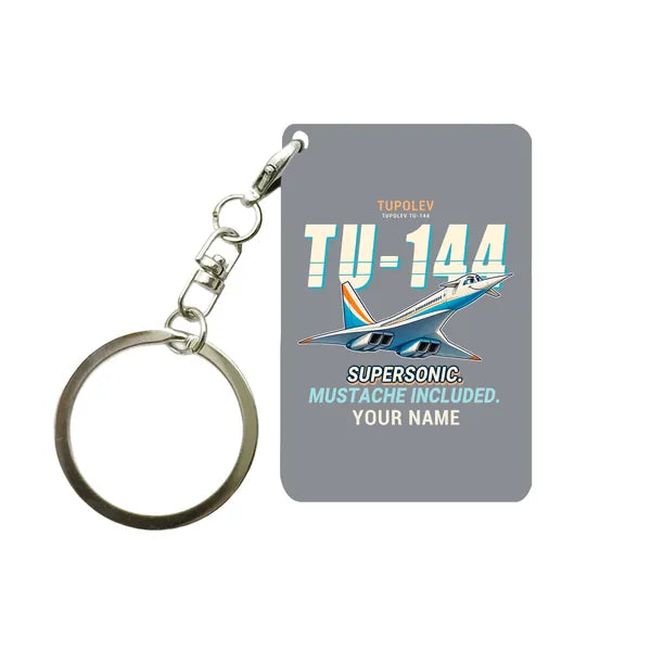 Tupolev Tu-144 - Cartoon + Name - Key Chain - Gray