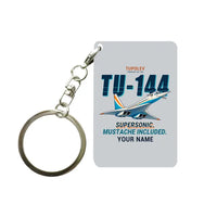 Thumbnail for Tupolev Tu-144 - Cartoon + Name - Key Chain - Light Gray