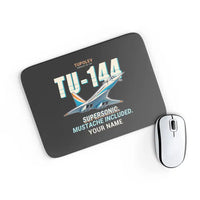 Thumbnail for Tupolev Tu-144 - Cartoon + Name - Mouse Pad - Black
