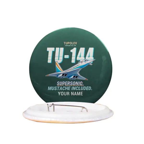 Tupolev Tu-144 - Cartoon + Name - Pin - Dark Green