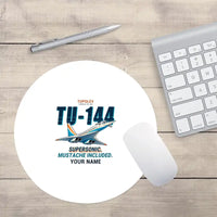 Thumbnail for Tupolev Tu-144 - Cartoon + Name - Round Mouse Pad - White