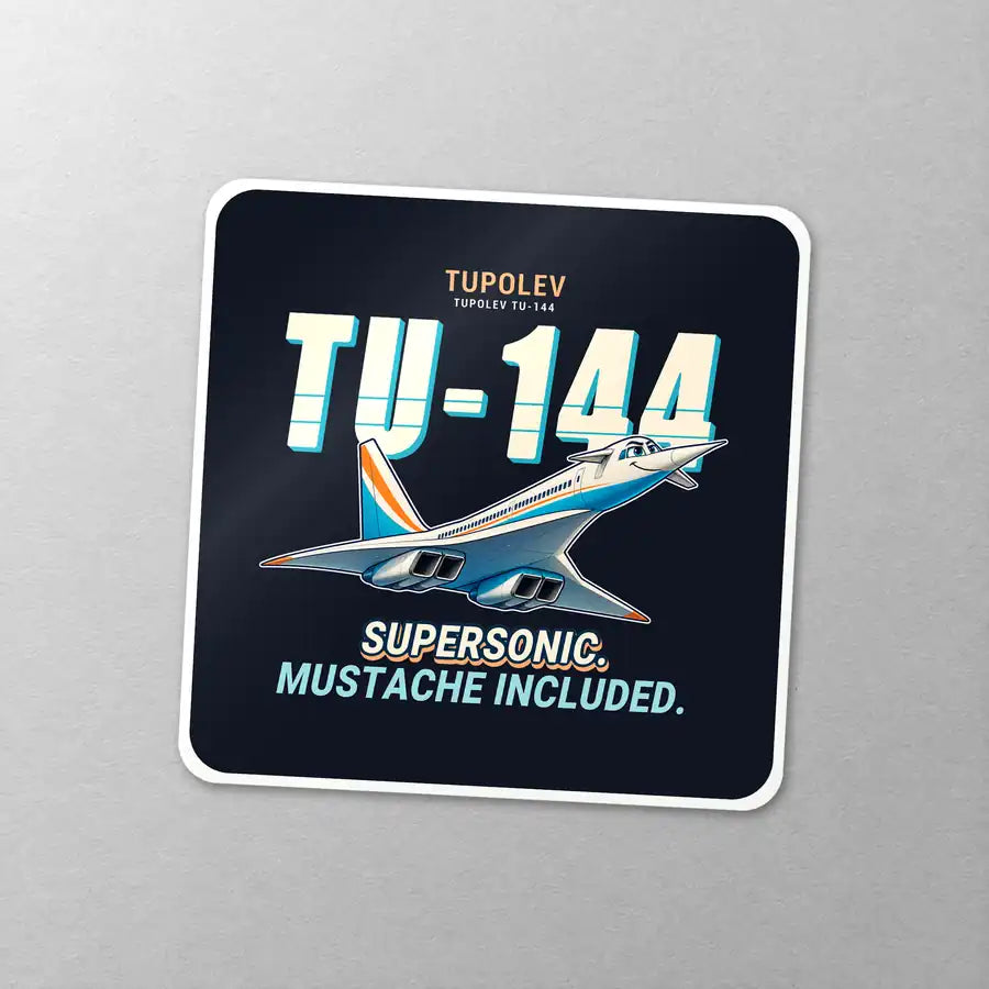 Tupolev Tu-144 - Cartoon - Square Sticker - Close-up