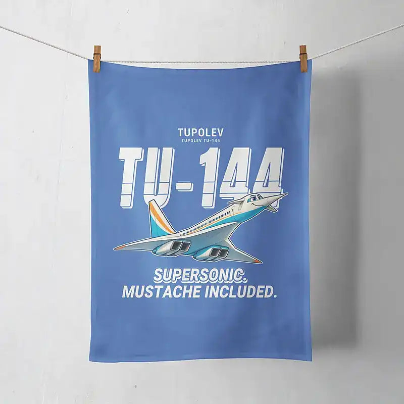 Tupolev Tu-144 - Cartoon - Towel - Blue