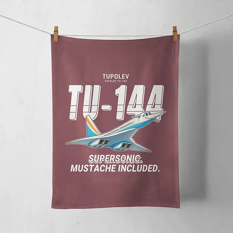 Tupolev Tu-144 - Cartoon - Towel - Dark Red