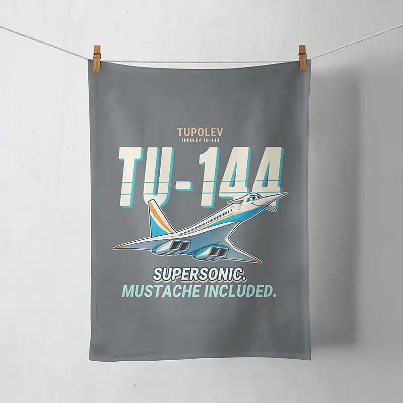 Tupolev Tu-144 - Cartoon - Towel - Gray