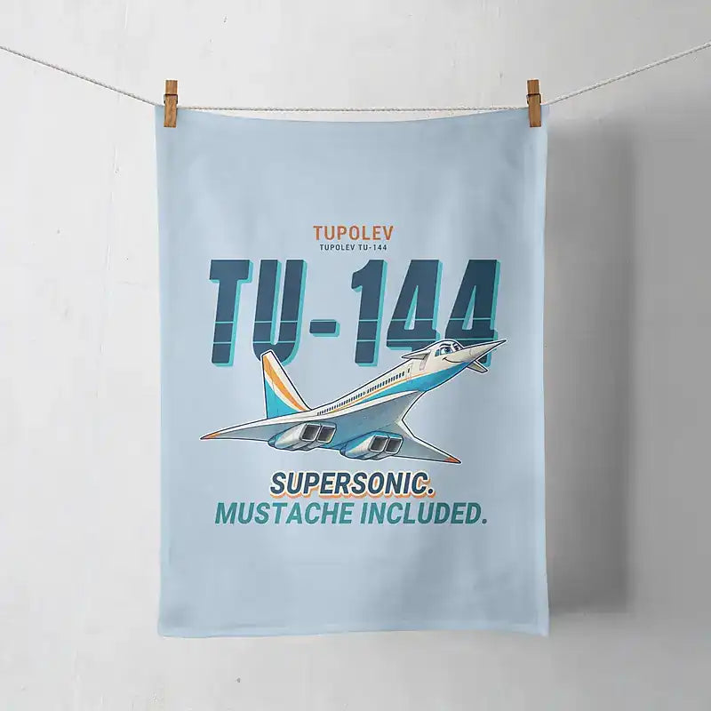 Tupolev Tu-144 - Cartoon - Towel - Light Blue
