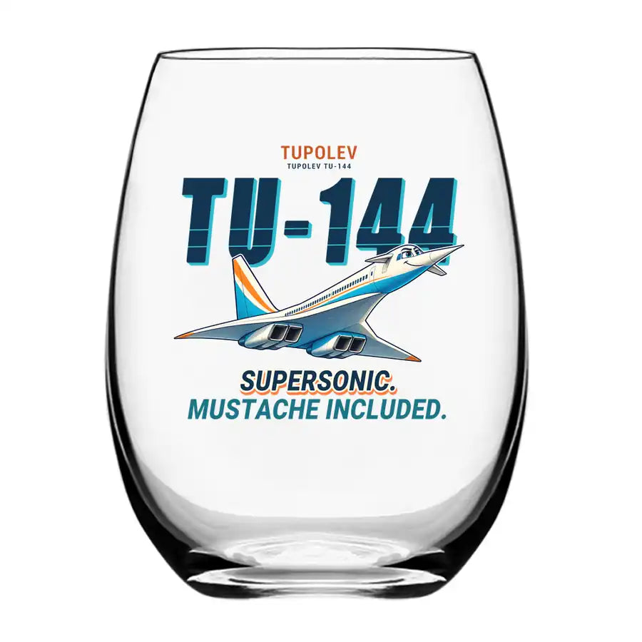 Tupolev Tu-144 - Cartoon - Water & Drink Glass