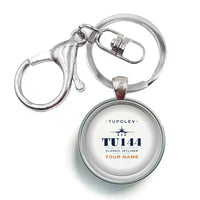 Thumbnail for Tupolev Tu-144 - Heritage + Name - Circle Key Chain - White