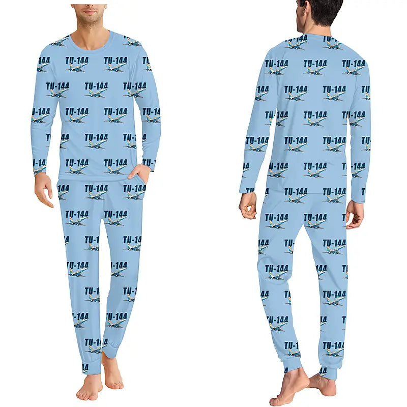 Tupolev Tu-144 - Men Pajamas - Cartoon Pattern - Light Blue