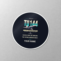 Thumbnail for Tupolev Tu-144 - Original + Name - Circle Sticker - Close-up