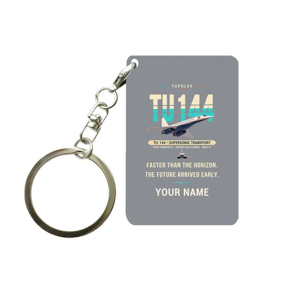 Tupolev Tu-144 - Original + Name - Key Chain - Gray