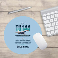 Thumbnail for Tupolev Tu-144 - Original + Name - Round Mouse Pad - Light Blue