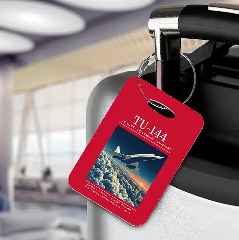 Tupolev Tu-144 - Poster - Luggage Tag - Red