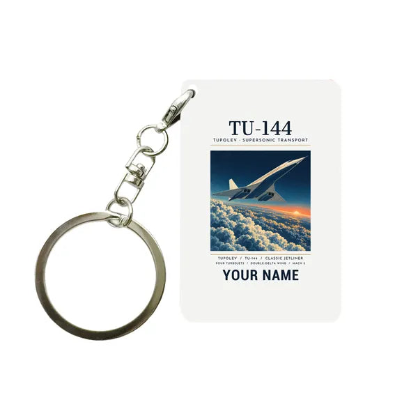 Tupolev Tu-144 - Poster + Name - Key Chain - White