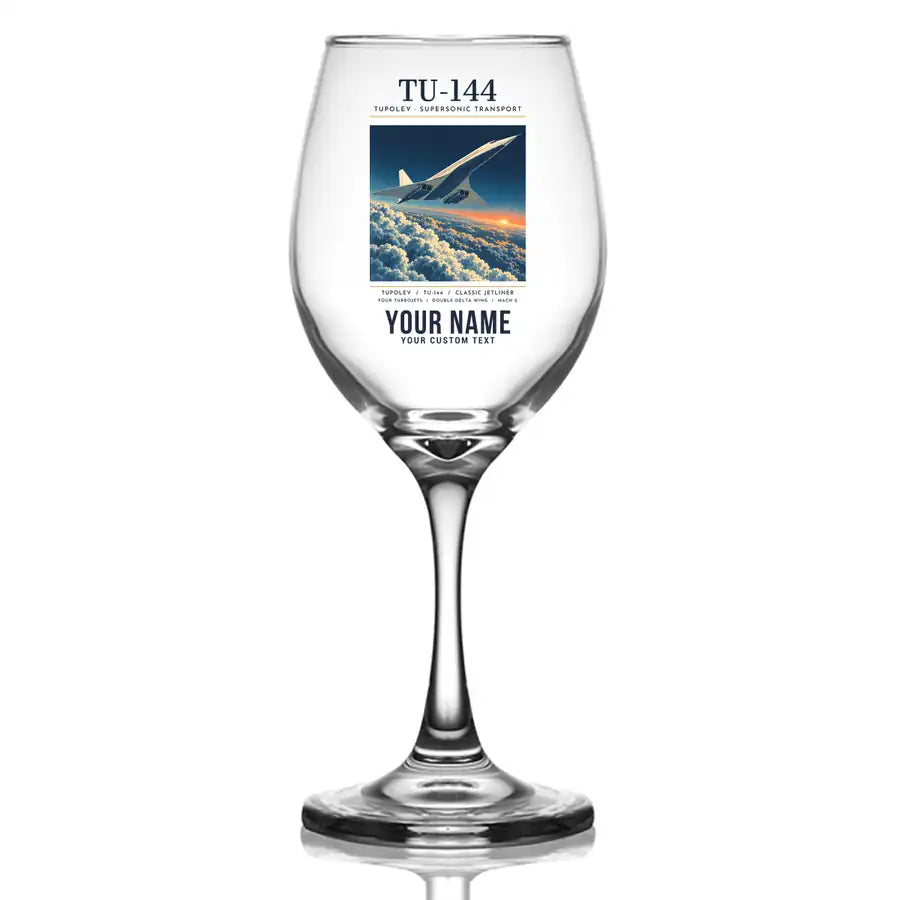 Tupolev Tu-144 - Poster + Name - Wine Glass