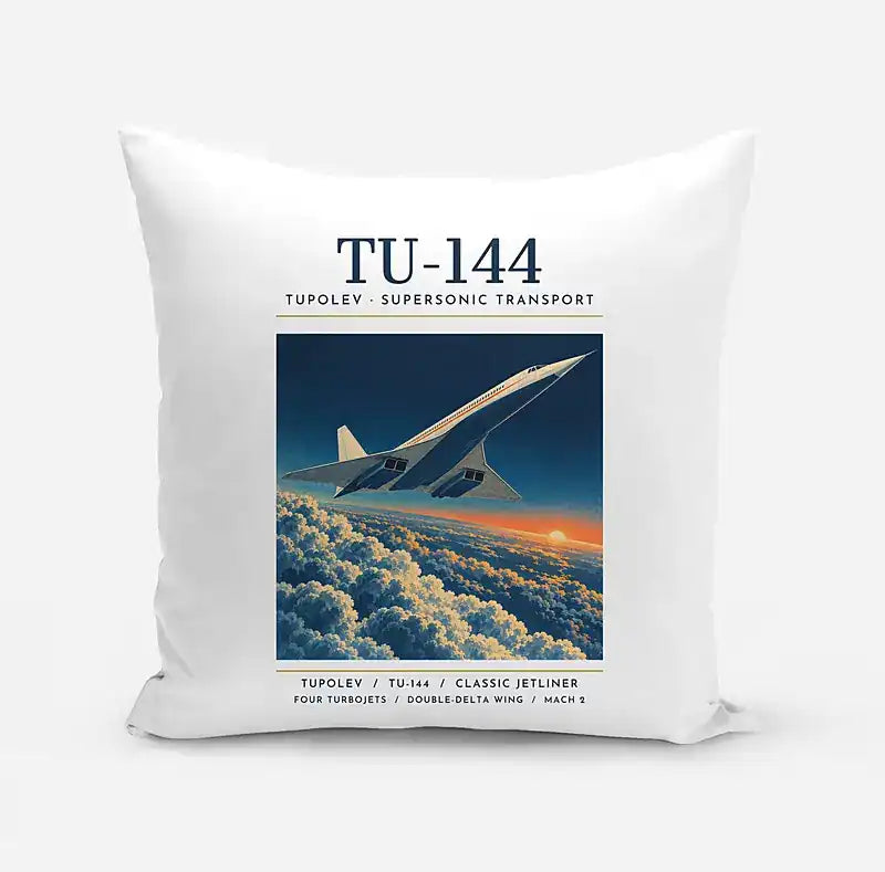 Tupolev Tu-144 - Poster - Pillow - White