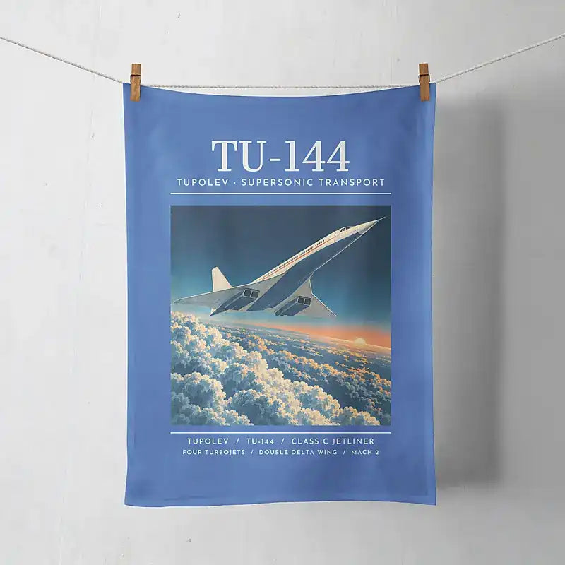Tupolev Tu-144 - Poster - Towel - Blue
