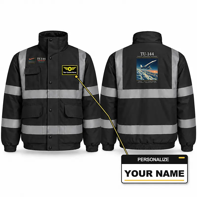 Tupolev Tu-144 Reflective Winter Jackets - Poster + Name - Black