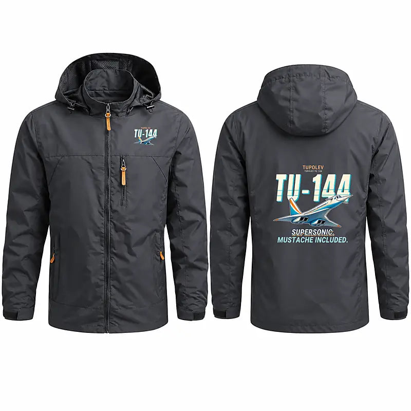 Tupolev Tu-144 Stylish Jackets - Hooded Windbreaker - Cartoon - Charcoal