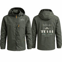 Thumbnail for Tupolev Tu-144 Stylish Jackets - Hooded Windbreaker - Heritage - Olive Green