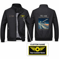 Thumbnail for Tupolev Tu-144 Stylish Jackets - Stand Collar - Poster + Name - Black