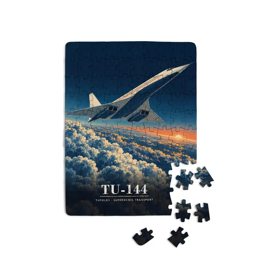 Tupolev Tu-144 - Vertical + Text - Canvas Puzzle