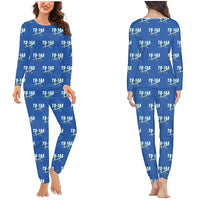Thumbnail for Tupolev Tu-144 - Women Pajamas - Cartoon Pattern - Blue