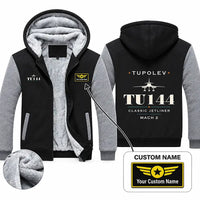 Thumbnail for Tupolev Tu-144 Zipped Sweatshirts - Heritage + Name - Black & Gray